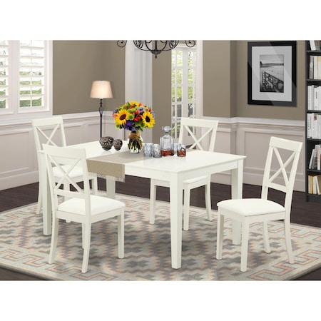 East West Furniture 5 Piece Capri Dining Room Set - Linen White CABO5-LWH-LC